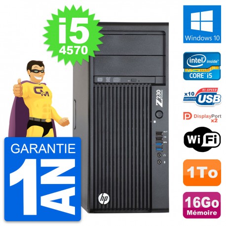 PC Tour HP Z230 Intel Core i5-4570 RAM 16Go Disque Dur 1To Windows 10 Wifi