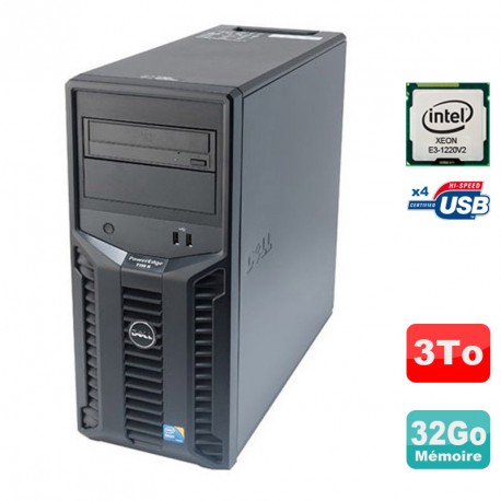 Serveur DELL PowerEdge T110 II Xeon Quad Core E3-1220 V2 32Go ECC 3To 3000Go SAS