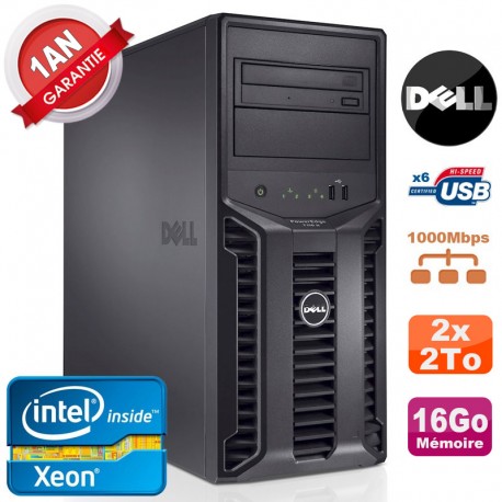 Serveur DELL PowerEdge T110 II NR Xeon Quad Core E3-1220 16Go Ram Ecc 2x 2To