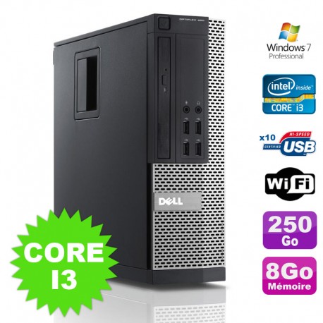 PC Dell Optiplex 990 SFF I3-2120 3.3GHz 8Go Disque 250Go DVD Wifi W7