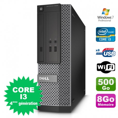 PC Dell Optiplex 3020 SFF I3-4150 3.5GHz 8Go Disque 500Go DVD Wifi W7