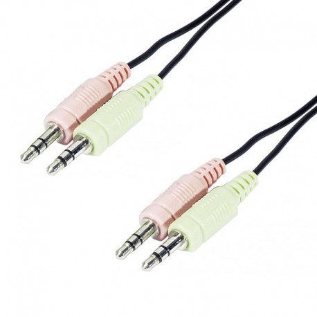 Câble 2x Audio 2x Micro Jack Mâle/Mâle 3.5mm 180cm Noir NEUF