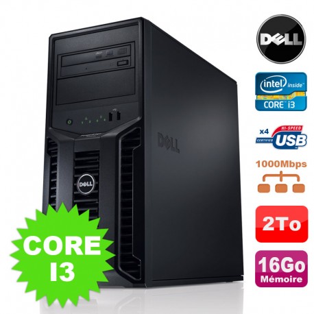 Serveur DELL PowerEdge T110II Intel Core I3-2120 3.3Ghz NR 16Go 2To DVD