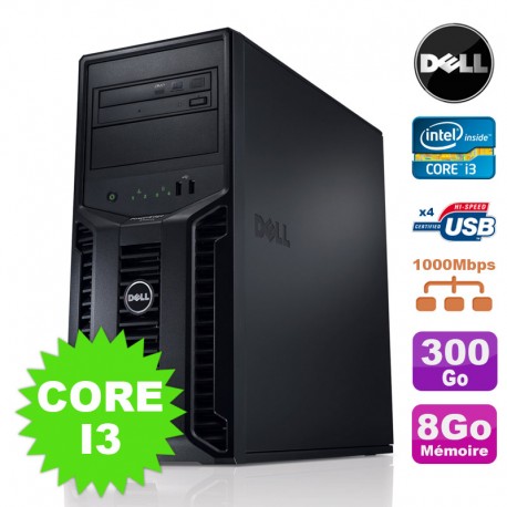 Serveur DELL PowerEdge T110II Intel Core I3-2120 3.3Ghz 8Go 300Go SAS DVD