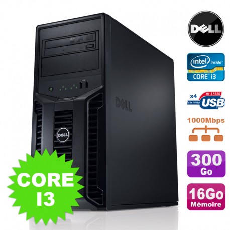 Serveur DELL PowerEdge T110II Intel Core I3-2120 3.3Ghz 16Go 300Go SAS DVD