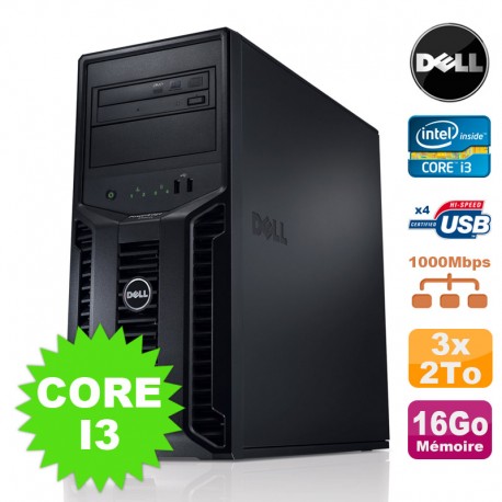 Serveur DELL PowerEdge T110II Intel Core I3-2120 3.3Ghz 16Go 3x2To SATA DVD