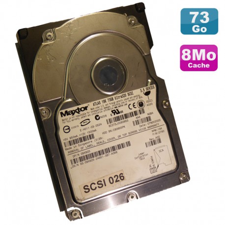 Disque Dur 73Go USCSI Ultra320 SCSI 3.5" MAXTOR ATLAS 09X925 15000RPM 80-Pin 8Mo