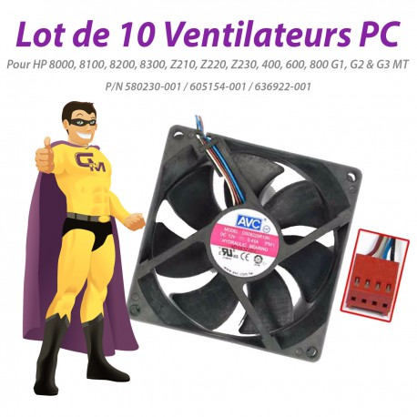 Lot x10 Ventilateurs PC HP 8100 8200 8300 Z210 Z220 Z230 400 600 800 G1 G2 G3 MT