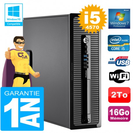 PC HP ProDesk 400 G1 SFF Core I5-4570 Ram 16 Go Disque 2 To Graveur DVD Wifi W7