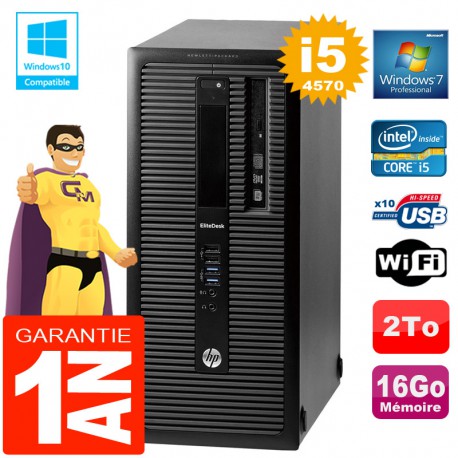 PC Tour HP ProDesk 600 G1 Core I5-4570 Ram 16 Go Disque 2 To Graveur DVD Wifi W7