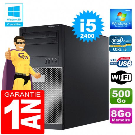 PC Tour DELL 7010 Core I5-2400 Ram 8Go Disque 500 Go Graveur DVD Wifi W7